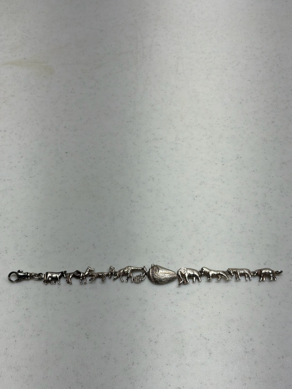 Sterling Silver Noah's Ark and Animal Charm Bracelet - Silver Women Jewelry
